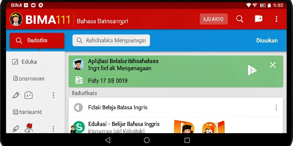 Antarmuka BIMA11 untuk belajar Bahasa Inggris yang interaktif.