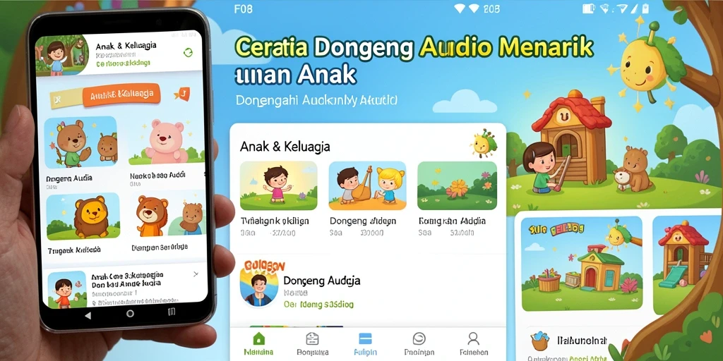Tampilan antarmuka aplikasi F08 yang menarik dan ramah anak.