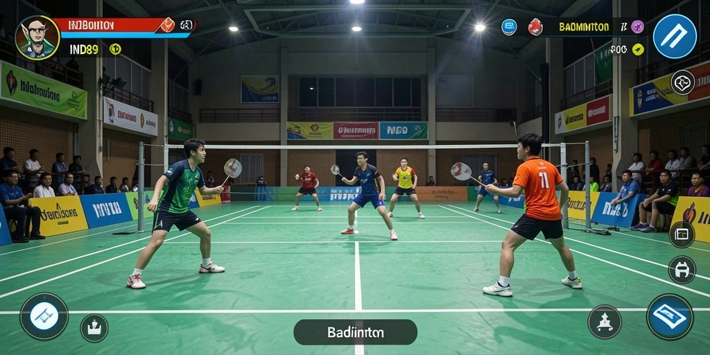 Tampilan antarmuka game Badminton yang menarik dan mudah digunakan.