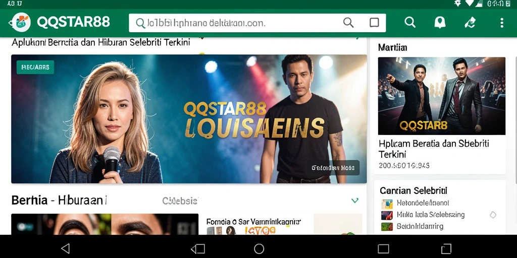 Antarmuka aplikatif QQSTAR88 menampilkan berita selebriti secara menarik.